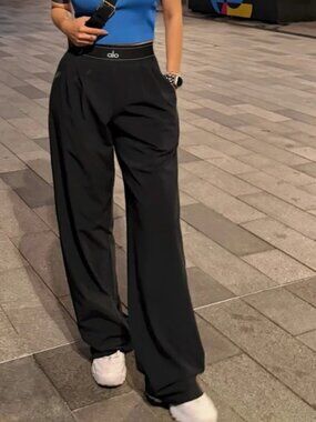 ALO Yoga Black Suit Up Trouser Small Size - Wide Leg Pants (Regular) 🌻